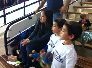 Go Cougars!  Mom and Boys watching the game.  