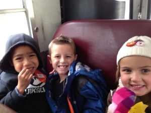 Twin B with some classmates on a field trip